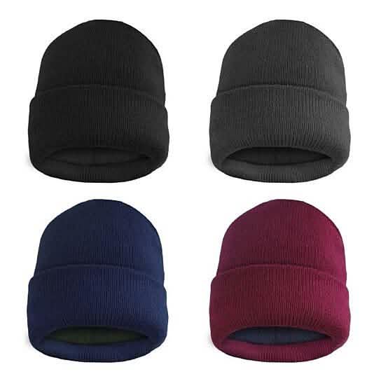 Fleece Lined Fold Over Thermal Winter Hat