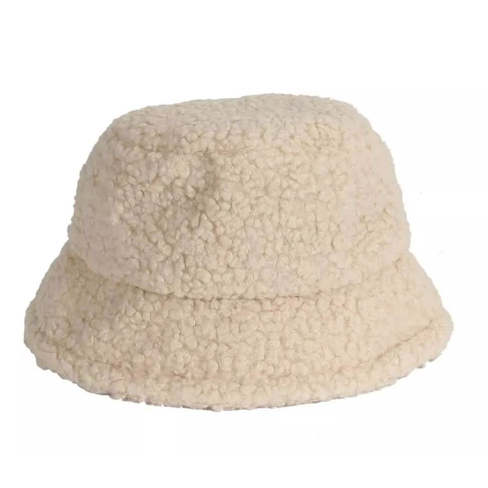 Winter Bucket Hat Women Warm Hats Vintage Faux Fur Fisherman Cap