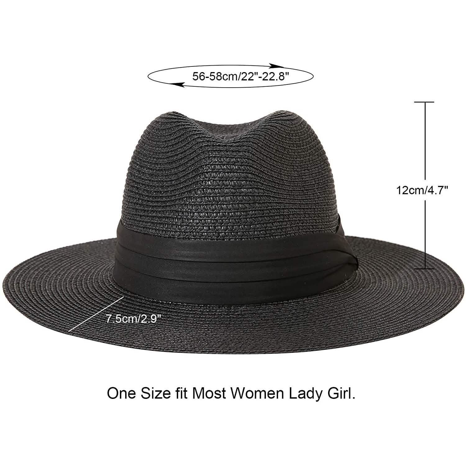 Women Wide Brim Straw Panama Roll up Hat