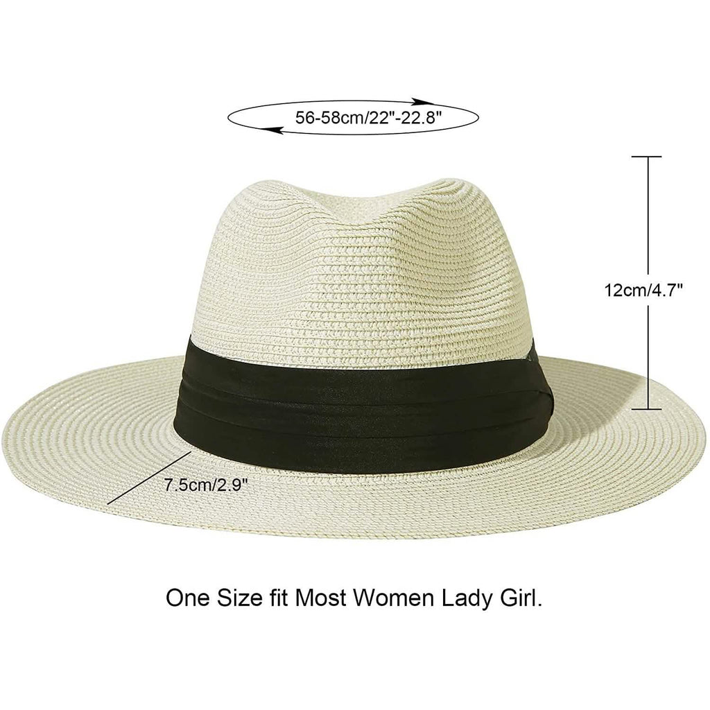 Women Wide Brim Straw Panama Roll up Hat