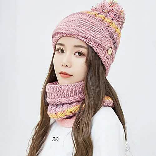 Women's Knitted Hat Scarf Mask Set